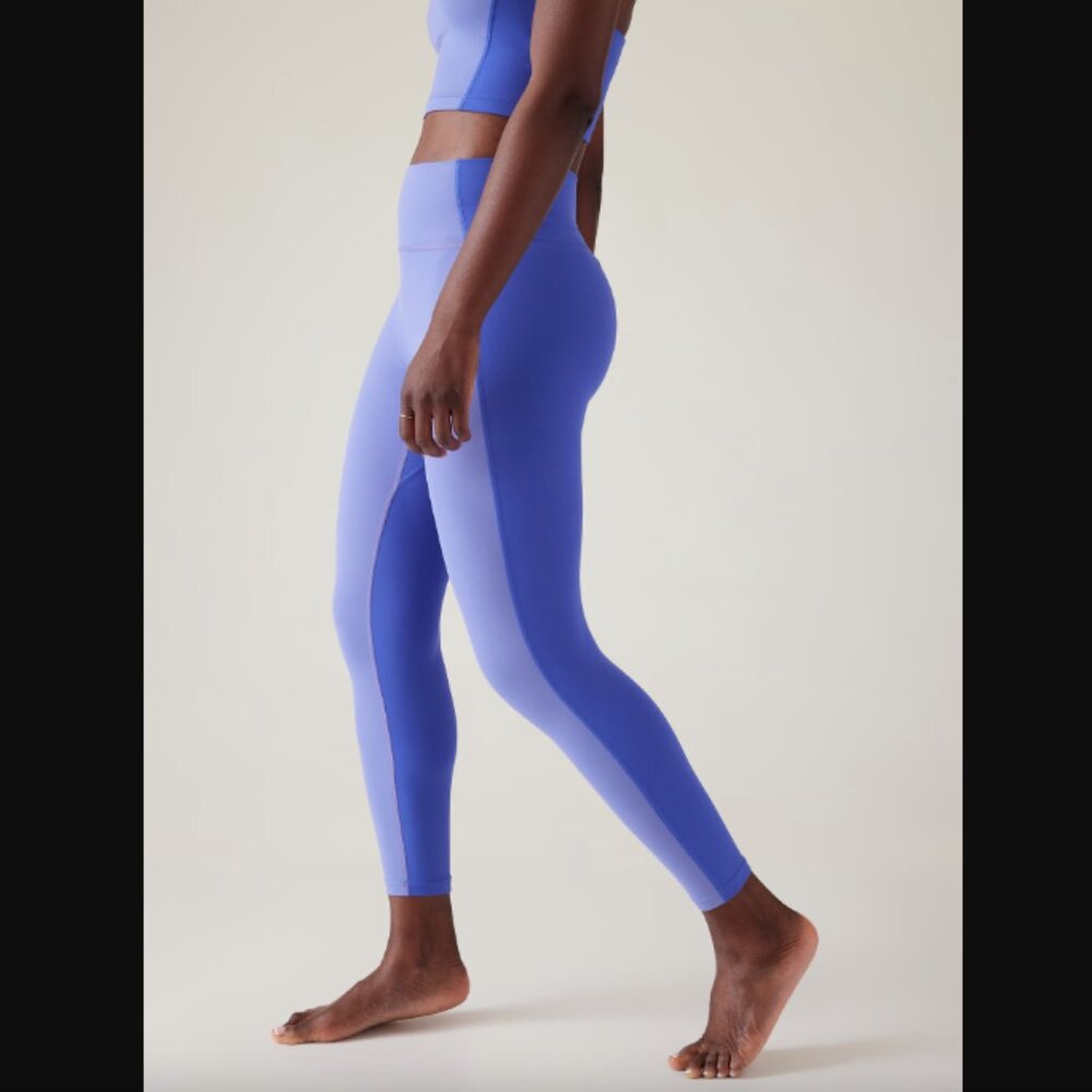 Athleta Transcend Color Block 7/8 Tight Leggings Lazurite Blue Medium